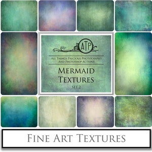 10 Fine Art DIGITAL TEXTURES - MERMAID Set 2 / Sea Scrapbooking Paper, Background, Photoshop Overlays, Texture Backdrop, High Res