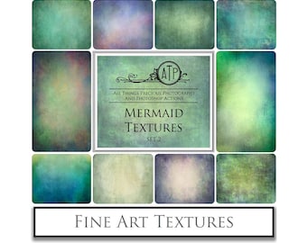 10 Fine Art DIGITAL TEXTURES - MERMAID Set 2 / Sea Scrapbooking Paper, Background, Photoshop Overlays, Texture Backdrop, High Res