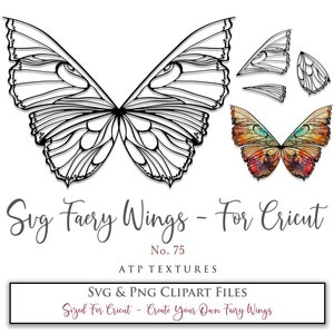 SVG FAIRY WINGS No. 75 - Für Cricut Maker / Kostüm, Cosplay Flügel, druckbare Flügel, Vorlagen, Png Digital, Art Doll, Fantasy Art
