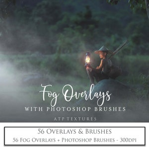 56 SUPERPOSICIONES DE NIEBLA digitales para FOTOGRAFÍA con 56 pinceles de Photoshop, humo, vapor, neblina, superposición de fotos, niebla de invierno, edición de fotografías, pinceles Ps