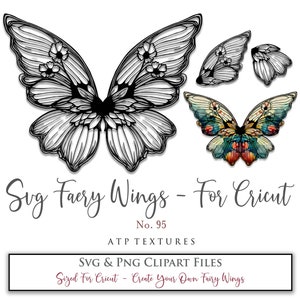 SVG FAIRY WINGS No. 95 - For Cricut Maker, Individual Wing Parts, Costume, Cosplay Pattern, Print, Png Digital, Cut Out, Template