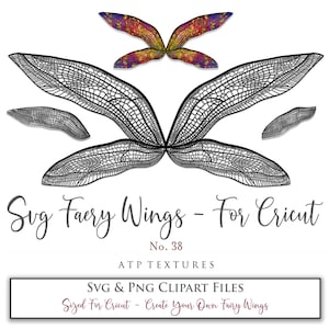 SVG Clipart, FAIRY WINGS No. 38 - For Cricut Maker / Png Clipart, Carnival Row, Cosplay Wings, Printable Wing, Templates, Digital, Print