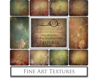 10 FLORAL TEXTURES - Old Masters FLOWER, Background, Set 1 / Photo Overlay, Fine art Texture, Digital Scrapbooking Paper, Photoshop Overlays