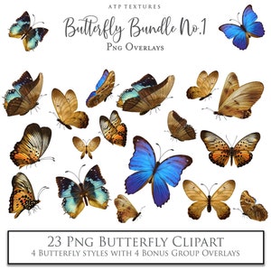 27 Schmetterling Overlays Set 1 / Digital Overlay, Fine Art Fotografie, Scrapbooking, Photoshop, echte Schmetterlinge, Clipart
