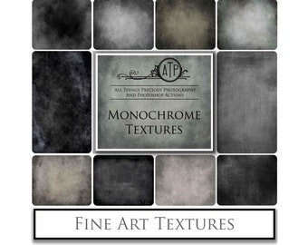 10 Fine Art TEXTURES - MONOCHROME Set 1 / Photoshop Overlays, Digital Backdrop, Photo Background, Scrapbook Paper