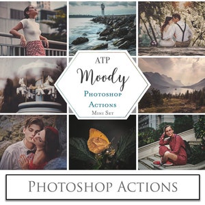 PHOTOSHOP ACTIONS - Moody Mini Set / Photography, Digital, Adobe® Editing, Film Matte, Photo Filters, ATP Textures
