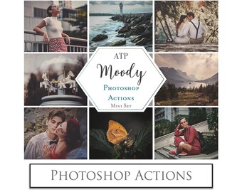 PHOTOSHOP ACTIONS - Moody Mini Set / Photography, Digital, Adobe® Editing, Film Matte, Photo Filters, ATP Textures