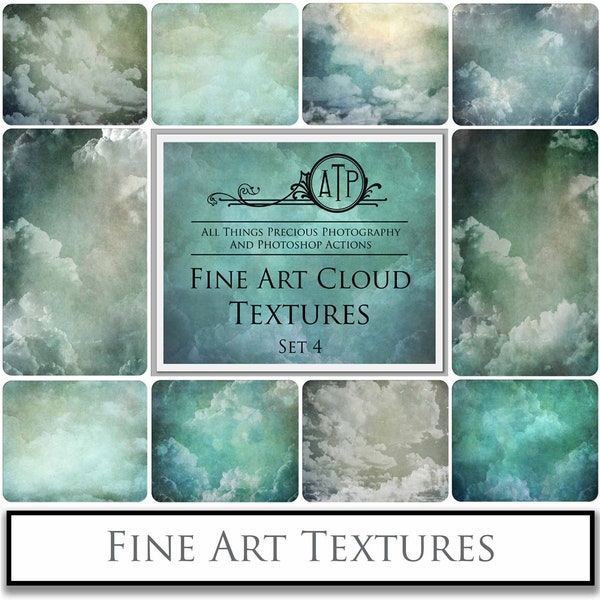 10 Fine Art Textures - Cloud Set 4 / Digital Backdrop, Photo Edit, Textured Background, Photoshop Overlay, High Res, Sky Overlays