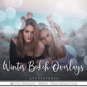 Digital OVERLAYS - 40 Winter BOKEH Overlay - Bokeh Background, Glitter, Photoshop Overlays, Light Flare, Photo Edit