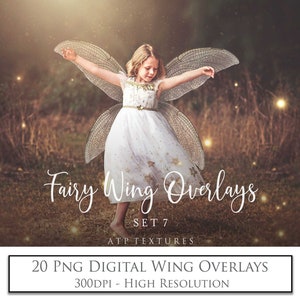 20 OVERLAYS PNG - Digital Fairy WINGS Set 7  / Fine Art Photo, Fantasy, High Resolution, Photography Edit, Clipart Wing, Photoshop Overlay