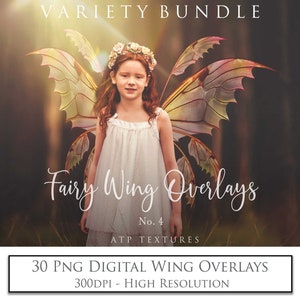 30 PNG OVERLAYS Fairy WINGS Variety Pack No. 4 / Clipart Wing, High Res, Photoshop Overlays, Digital Overlay, Photo Editing