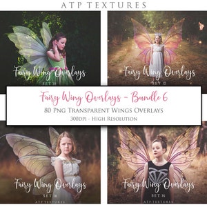 Png OVERLAYS, Fairy WINGS, Digital Bundle, Set 6 / Photo Overlay, Wing, Photoshop Edit, Fantasy Clipart, High Resolution