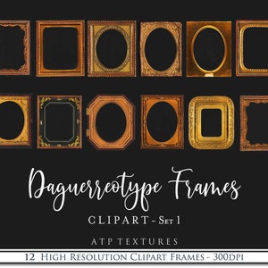 12 Clipart Frames,  Vintage, Daguerreotype Set 1 / Digital Scrapbooking, Photo Overlay, Ephemera Printable, Photoshop Overlays, Print, Png