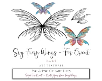 SVG FAIRY WINGS No. 170 - For Cricut Maker, Individual Wing Parts, Cosplay Pattern, Print, Template, Png Digital Clipart, Atp Textures