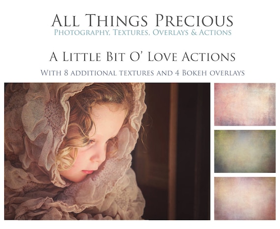 12 Actions, 8 Textures and 4 Bokeh Overlays. Fine Art Digital A Bit 'O Love Photoshop Actions / Photography, Photoshop Overlays, Photography Il_570xn