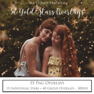 FOTO-OVERLAYS GOUDEN sterren, 3D, digitale overlay, scrapbooking, clipart png, achtergrond, beeldende kunst, Photoshop, Kerstmis, fotobewerking