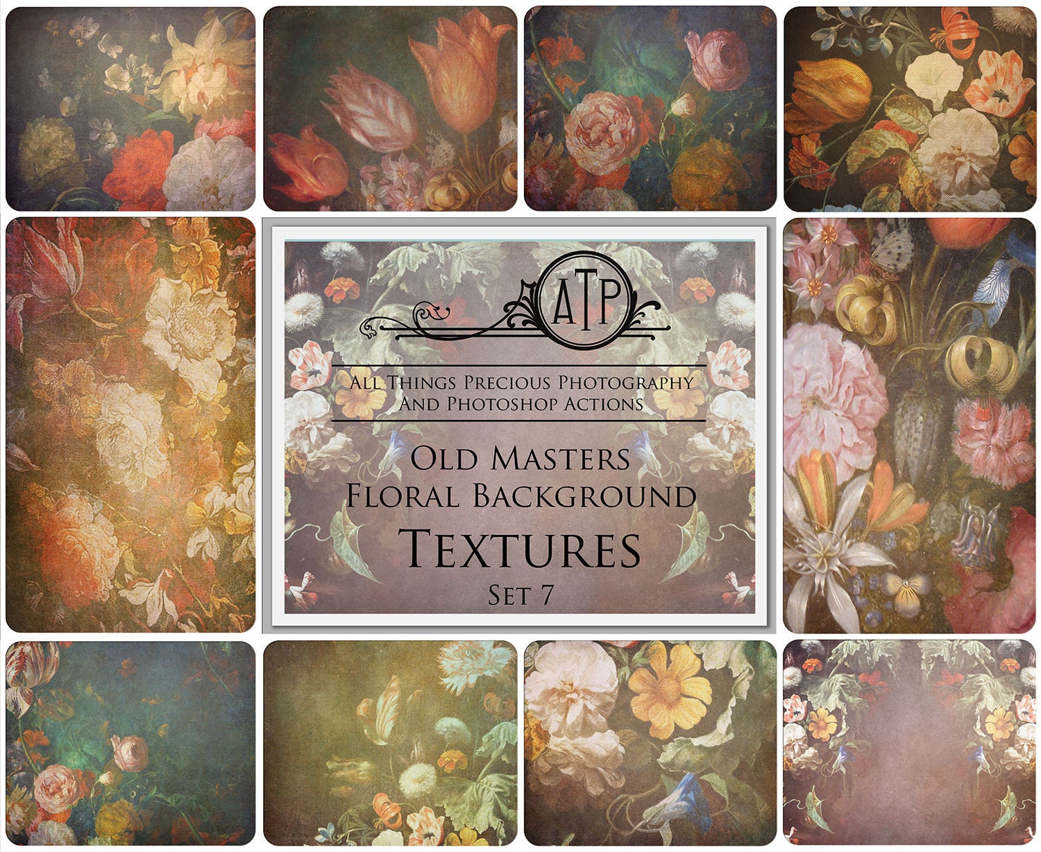 10 Fine Art FLORAL TEXTURES Old Masters Background Set 7 / | Etsy