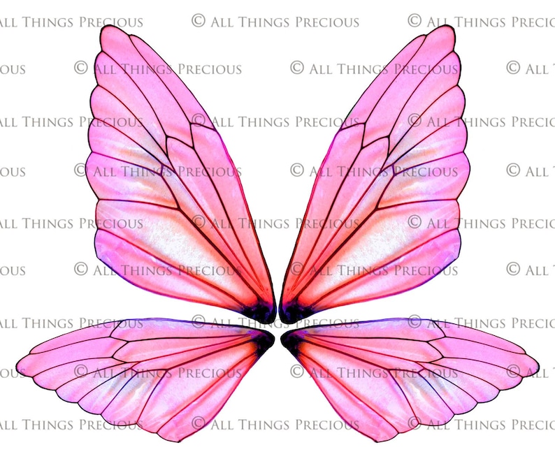 A4 PRINT FAIRY WINGS Set 2B Png Clipart, jewellery Making, Template, Photoshop, Art Doll, Printable, Earrings Craft, Wing Pattern image 4