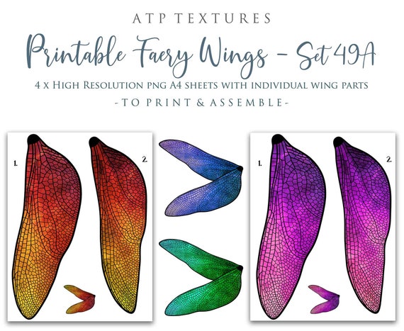PRINTABLE FAIRY WINGS Set 49A Black Scrapbooking Clipart - Etsy