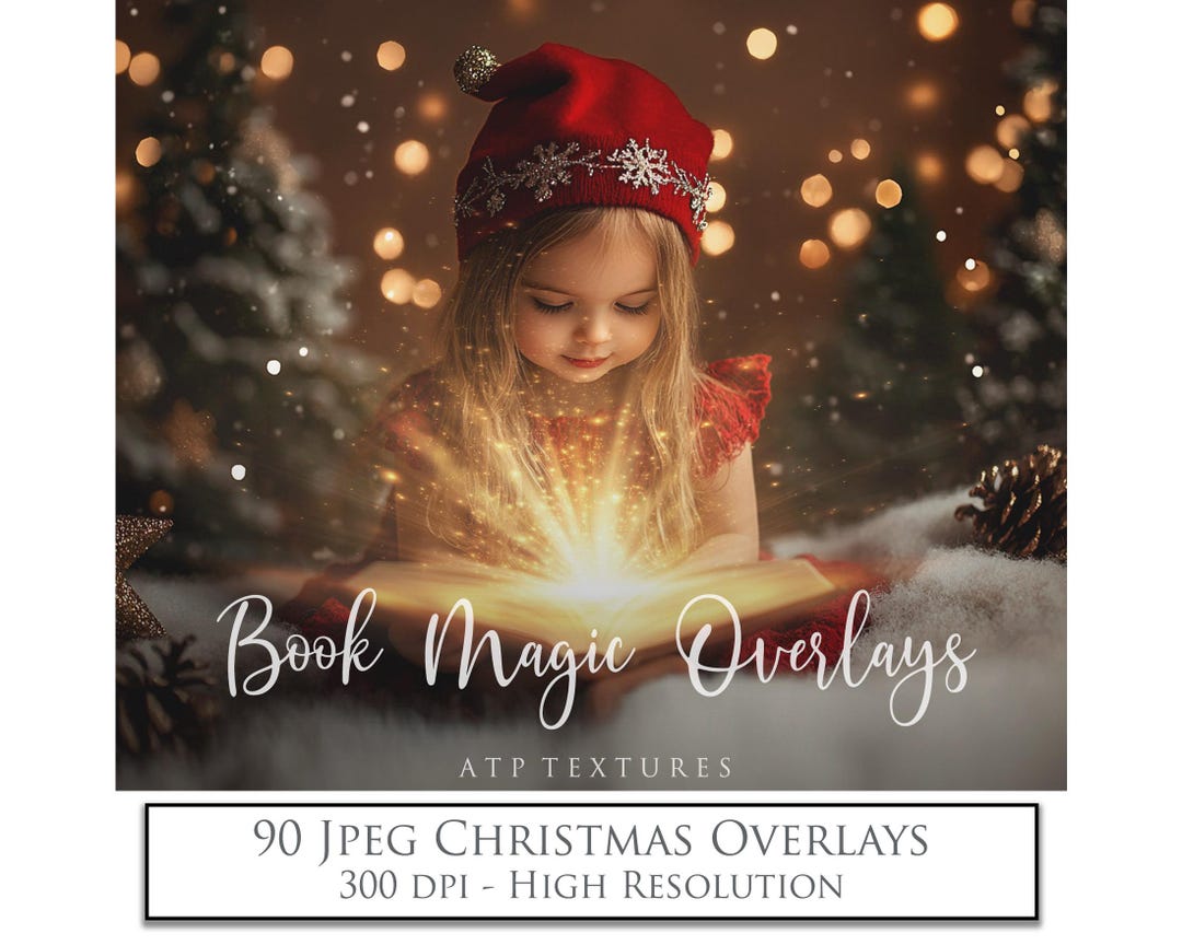 Book Magic OVERLAYS. Christmas Edits. Light Glow, for Photography. Jpeg ...