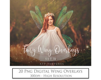 20 PNG OVERLAYS Fairy WINGS Set 33 / Transparent, High Resolution, Photoshop Overlay, Digital Fairy, Wing Clipart