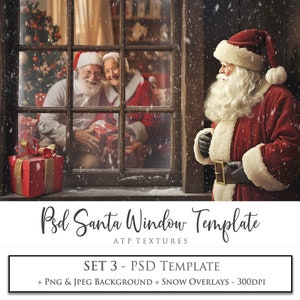 MODELO PHOTOSHOP, fundo digital, SANTA Window Psd, No. 3, edição de fotos, Natal, para fotógrafos, confecção de cartões, Png transparente, Ai