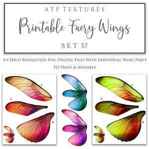 DRUCKBARE FEE WINGS Set 57 - Scrapbooking Clipart, Digital Flügel, Print, Cosplay, Photoshop Png, Art Doll Feen, Print, Muster