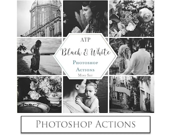 PHOTOSHOP ACTIONS - Black and White Mini Set / Photography, Digital, Photoshop Edit, Photo Editing ,Newborn, Family, Photo Editing