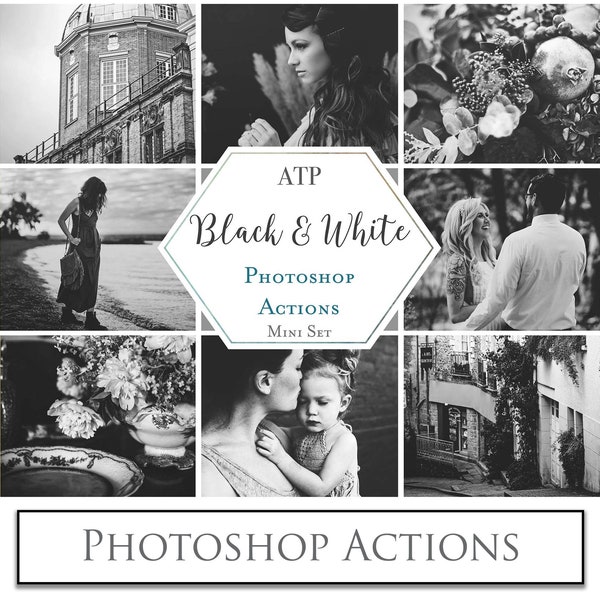 PHOTOSHOP ACTIONS - Black and White Mini Set / Photography, Digital, Photoshop Edit, Photo Editing ,Newborn, Family, Photo Editing