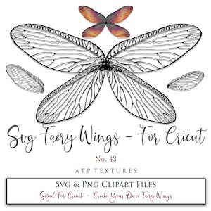 SVG FAIRY WINGS No. 43 - For Cricut Maker, Individual Wing Parts, Costume, Cosplay Pattern, Printable Wing, Png Digital, Art Doll, Halloween
