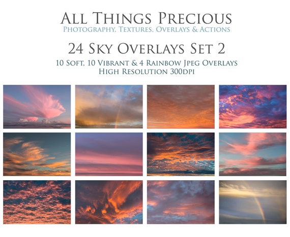 24 Fine Art Sky Overlays Rainbow Sky Overlay Sunrise Sunset Digital Photography Scrapbooking Background Photoshop Overlays By Atptextures Catch My Party