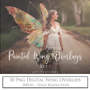 30 Photo Overlays, Painted Png FAERY WINGS, Set 1 /  Digital Overlay, Fairy Wing, Clipart, Digital Scrapbooking, Fine Art Photography