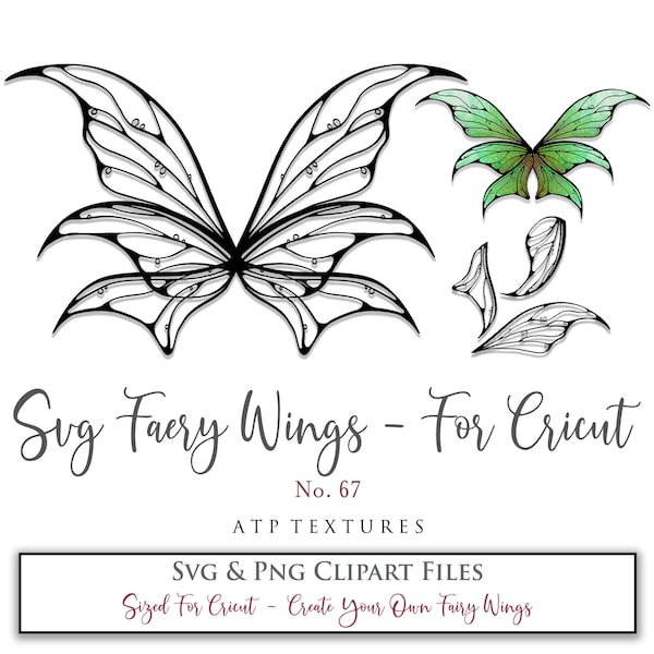 SVG FAIRY WINGS No. 67 - For Cricut Maker / Costume, Cosplay Wings, Printable Wing, Templates, Png Digital, Art Doll, Jewellery Making
