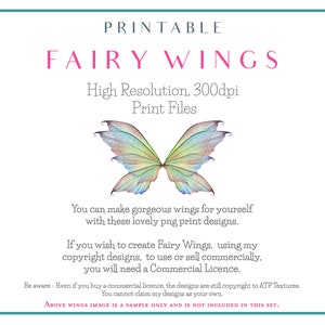 A4 PRINT FAIRY WINGS Set 8B Png Clipart, jewellery Making, Fairy Wing Template, Photoshop, Art Doll Wings, Printable, Earrings Craft image 5