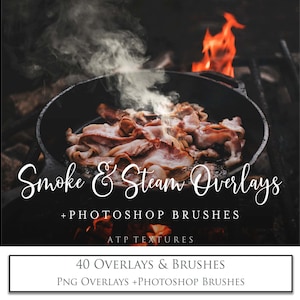 40 Png Overlays, SMOKE and STEAM + Photoshop BRUSHES / Photo Overlay, Digital Overlays, Png Clipart, Photoshop, High Resolution