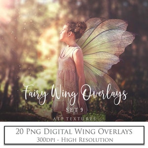 Digital OVERLAYS, 20 Png FAIRY WINGS Set 9, Clipart Wings, High Resolution, Photography Overlay, Photoshop Editing, Fantasy Art
