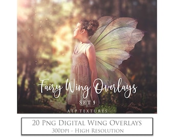Digital OVERLAYS, 20 Png FAIRY WINGS Set 9, Clipart Wings, High Resolution, Photography Overlay, Photoshop Editing, Fantasy Art