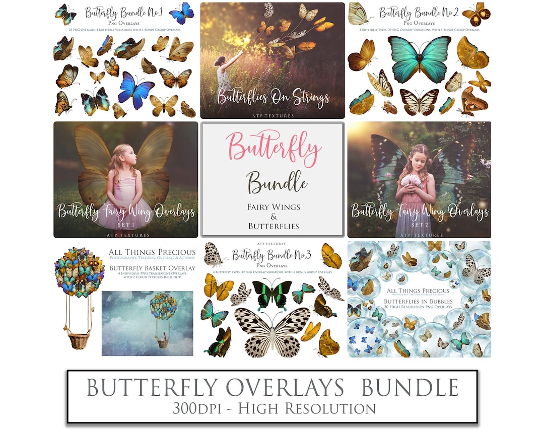 Png Overlays, BUTTERFLY BUNDLE. Photo Overlays, Clipart, Wings - Etsy