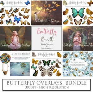 Png Overlays, BUTTERFLY BUNDLE - No. 3 / Photo Overlay, Clipart Butterflies, Fairy wings, Png Photoshop, Bubbles