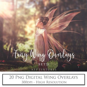 20 Png OVERLAYS, FAIRY WINGS, Set 21 / Digital Wing, Photo Overlay, Fine Art, High Resolution, Photography, Photoshop, Clipart, Scrapbooking