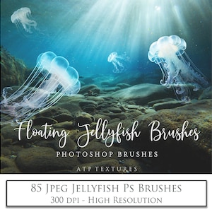 85 Jellyfish Photoshop Brushes, Jelly Fish, Digital Art, Photo Editing, Fine Art, Photography, Bundle, Photoshop, Ai Art