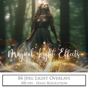 84 Magical Light Effects Overlay Bundle, Flare, Photo Overlays, Photo Editing, JPEG File For Photoshop, Ai Art, Digital Background
