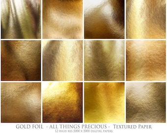 12 Digital GOLD FOIL Textures / Papers, Photography, Scrapbooking, Digital Backdrop, High Res Photoshop Overlays, Gold Background
