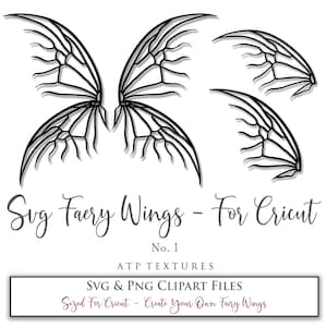 SVG FAIRY WINGS No. 1 - voor Cricut Maker / kostuum, cosplay patroon, afdrukbare vleugel, PNG clipart, sjablonen, snijmachine