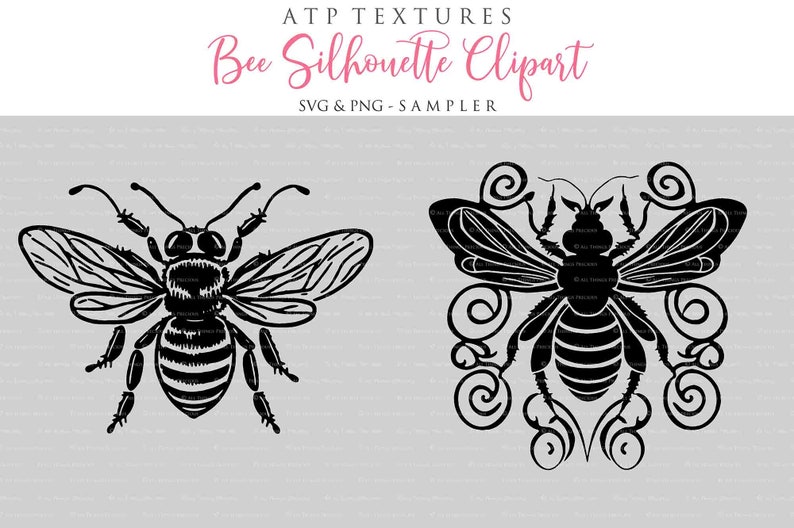 12 SVG BEE CLIPART Set 4 Silhouette, Png Clipart, Print, Cricut, Digital Scrapbooking, Sublimation, Art Tattoo, Ai Graphics image 2