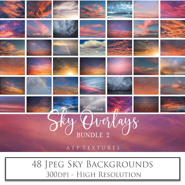 42 SKY OVERLAYS Bundle 2 Photoshop Overlay, Clouds, Cloudy Skies, Sunset, Photography, High Res Photograph, Digital Background