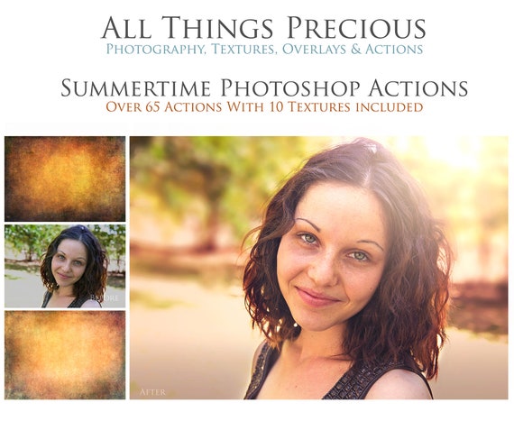 SUMMERTIME PHOTOSHOP ACTIONS With 10 Textures / Digital Photography, Textured Background, Wedding Actions, Newborn Actions Il_570xn