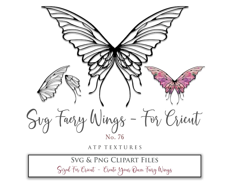 SVG, PNG Clipart, Fairy Wings, for Cricut and Silhouette Machine. Cut out and make your own real fairy wings. For Costumes, Halloween, Cosplay Wings, Adult Wings, Child size wings. Use them for Wedding invitations, sublimation print  or decorations.