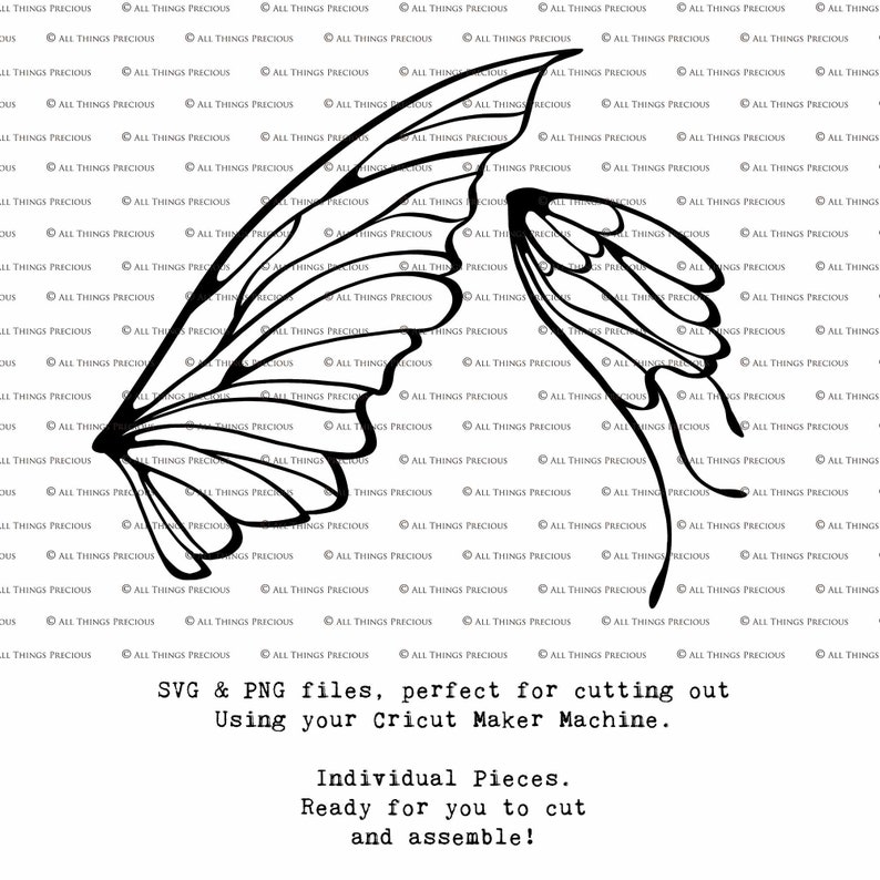 SVG, PNG Clipart, Fairy Wings, for Cricut and Silhouette Machine. Cut out and make real fairy wings. For Costumes, Halloween, Cosplay, Adult or Child size. Use in Wedding invites, Sublimation print or decorations. Faerie Wings, Butterfly, Dragonfly.