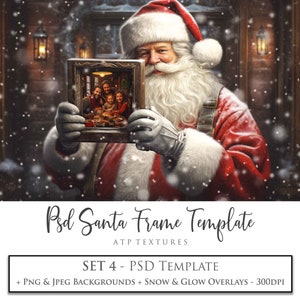 MODELO PHOTOSHOP, fundo digital, SANTA Frame Psd, No. 4, edição de fotografia, Natal, para fotógrafos, confecção de cartões, scrapbooking Ai